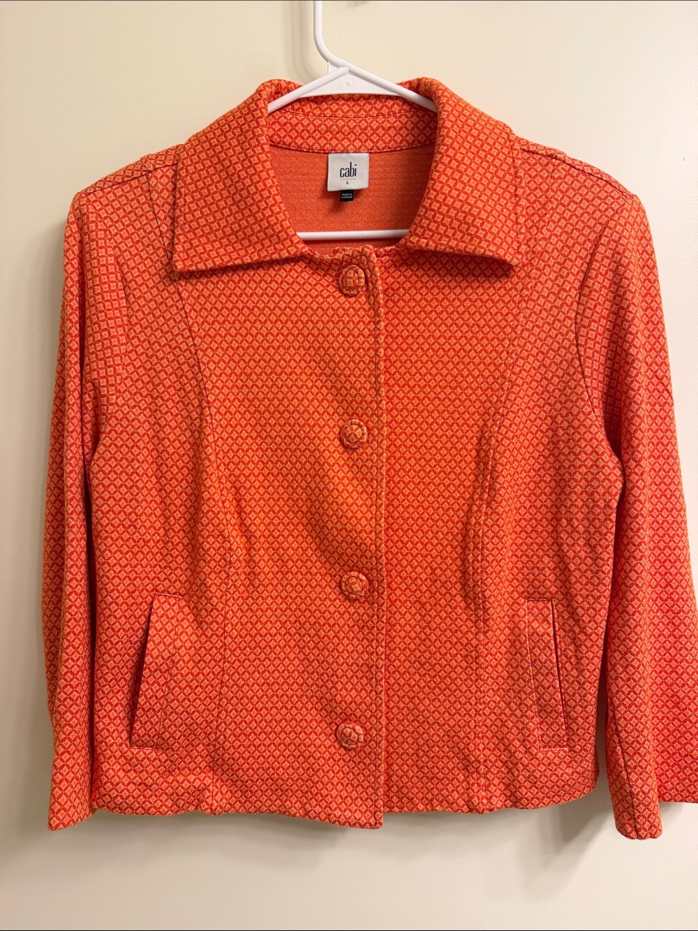 Cabi Orange Patterned Button-Front Jacket - Picture 1 of 3